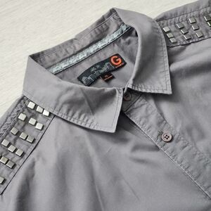 G by Guess Long Sleeve Mens Shirt with Shoulder Metal Rivets Size XL